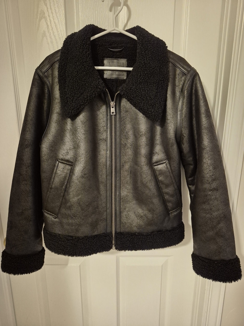 Levi's Black Faux Shearling Trim Zip Jacket